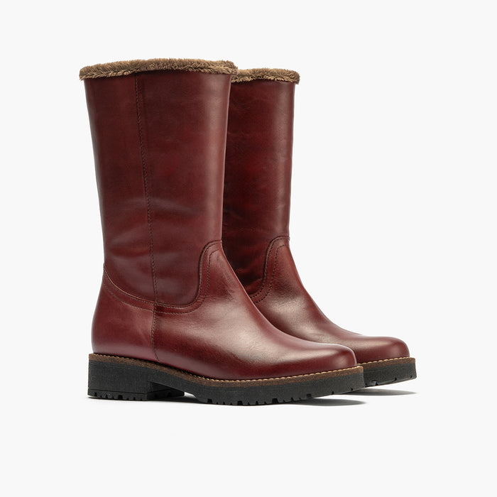pitillos Bota Media con Pelo para mujer color burdeos Gran oferta
