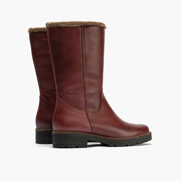 pitillos Bota Media con Pelo para mujer color burdeos Gran oferta
