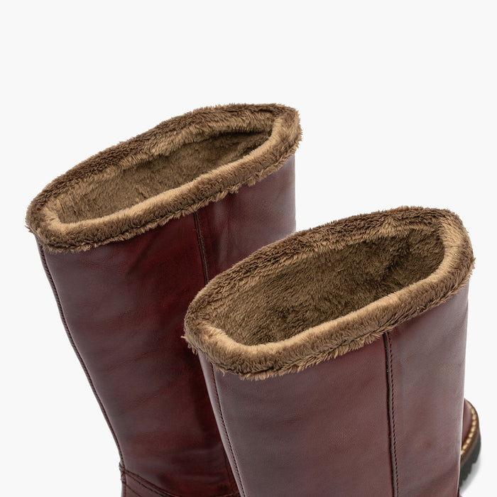 pitillos Bota Media con Pelo para mujer color burdeos Gran oferta