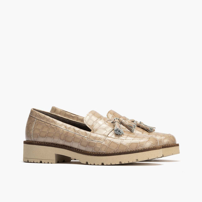 pitillos Mocasín con Borlas para mujer color piedra