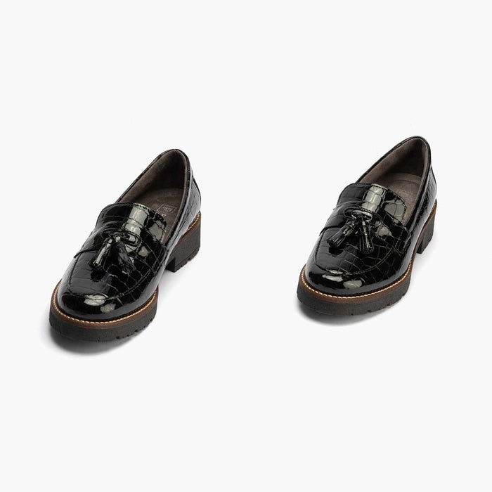 pitillos Mocasín con Borlas mujer color negro Mejor oferta