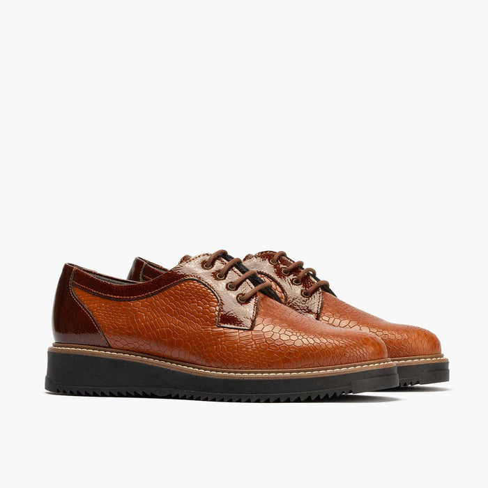 pitillos Blucher Combinado de mujer color cuero