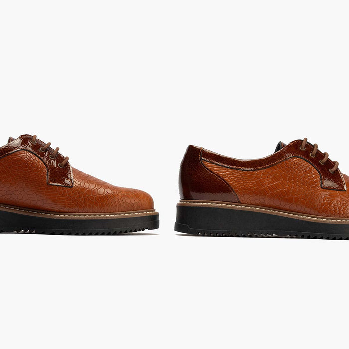 pitillos Blucher Combinado de mujer color cuero Rebajas top
