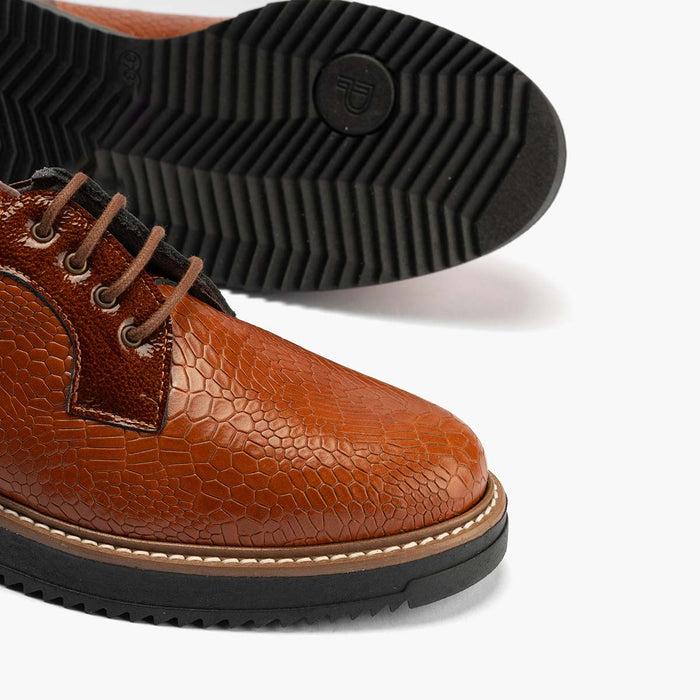 pitillos Blucher Combinado de mujer color cuero Rebajas top