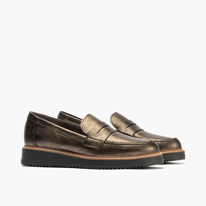 pitillos Mocasín en Laminado de mujer color bronce Envío gratis