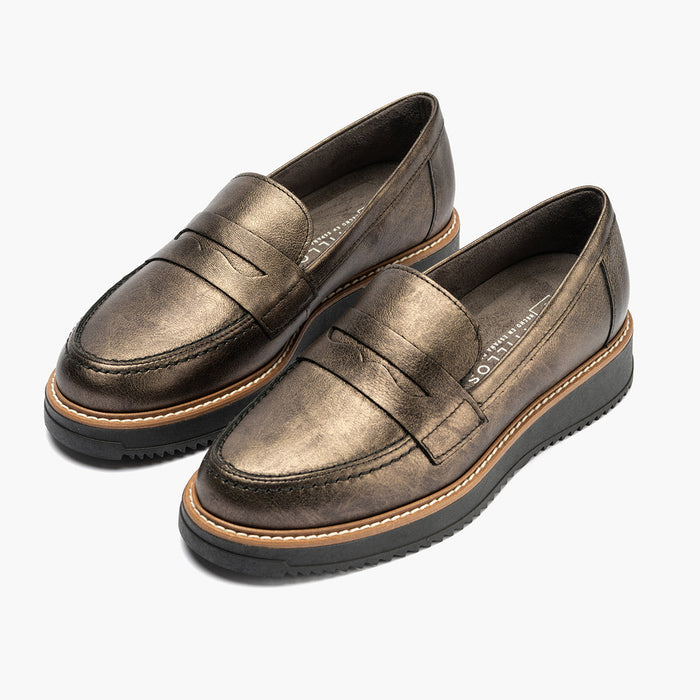 pitillos Mocasín en Laminado de mujer color bronce Envío gratis
