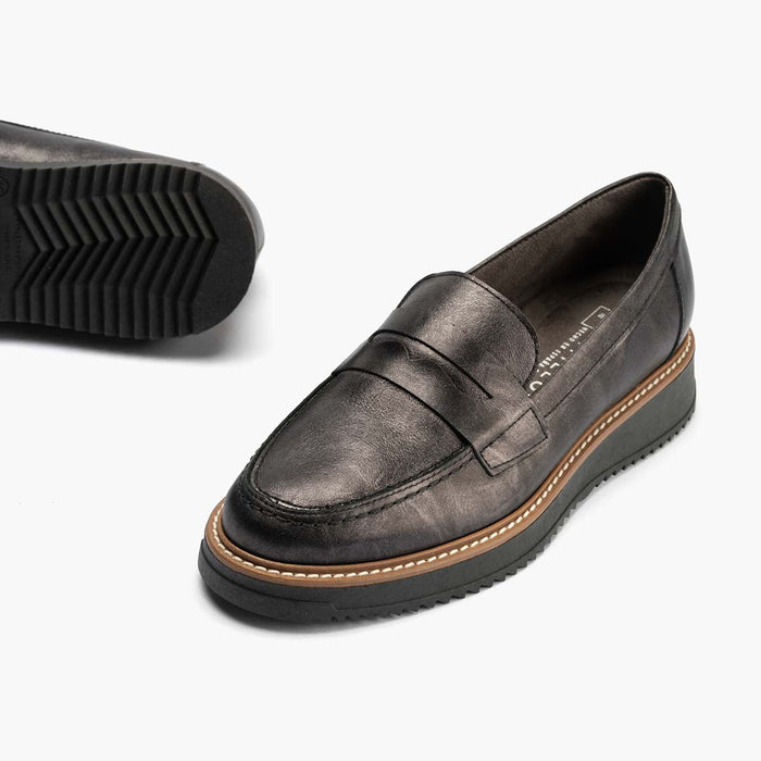 pitillos Mocasín en Laminado de mujer color antracita Últimos 3 días
