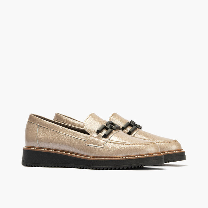 pitillos Mocasín Adorno de mujer color piedra