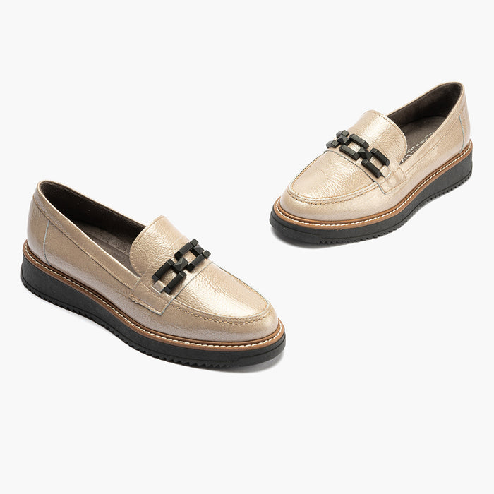 pitillos Mocasín Adorno de mujer color piedra ÚLTIMAS EDICIONES