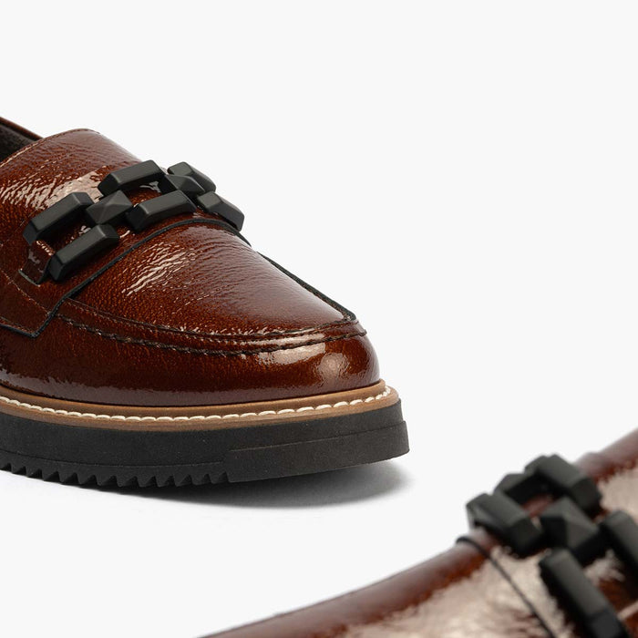pitillos Mocasín Adorno de mujer color cuero Último día