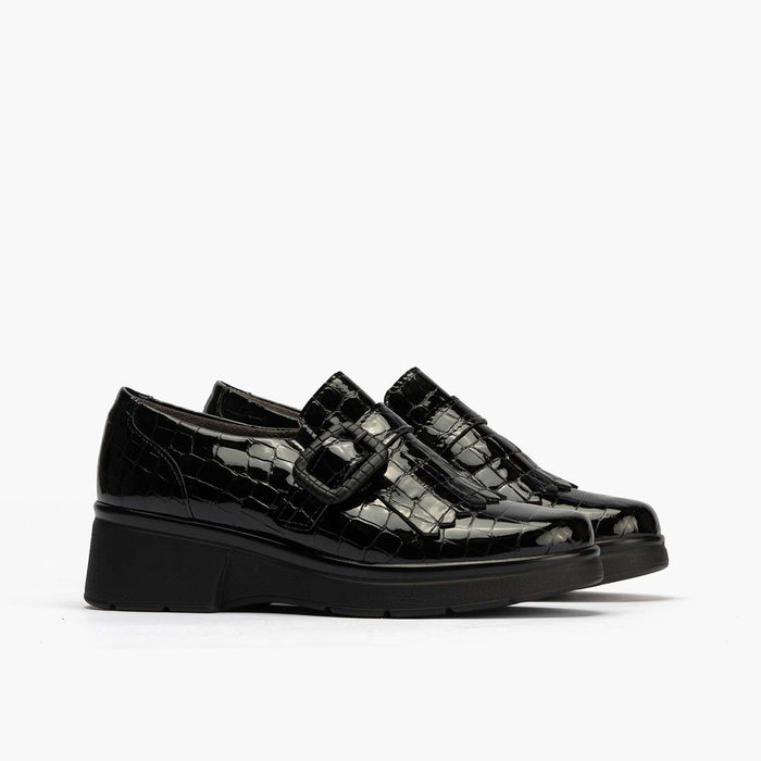 pitillos Zapato Abotinado Flecos Coco de mujer color negro