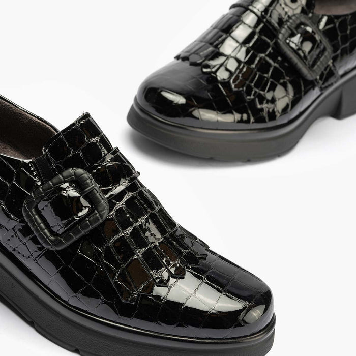 pitillos Zapato Abotinado Flecos Coco de mujer color negro Promoción por tiempo limitado