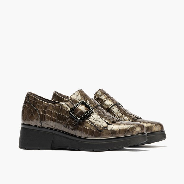 pitillos Zapato Abotinado Flecos Coco para mujer color humo