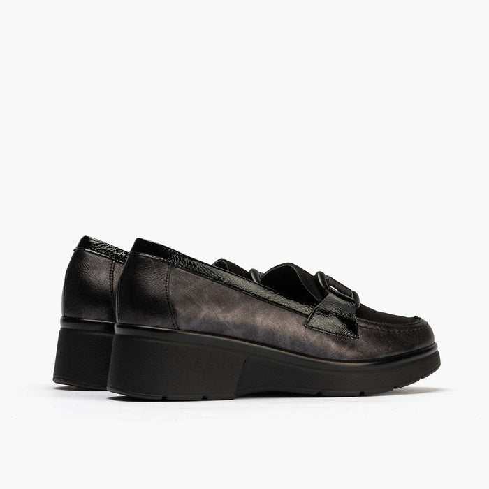 pitillos Mocasín Adorno para mujer color negro Ahorra y exporta