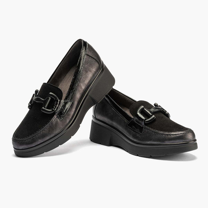 pitillos Mocasín Adorno para mujer color negro Ahorra y exporta