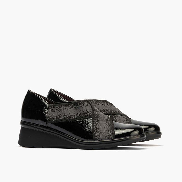 pitillos Zapatos Elásticos Cruzados de mujer color negro