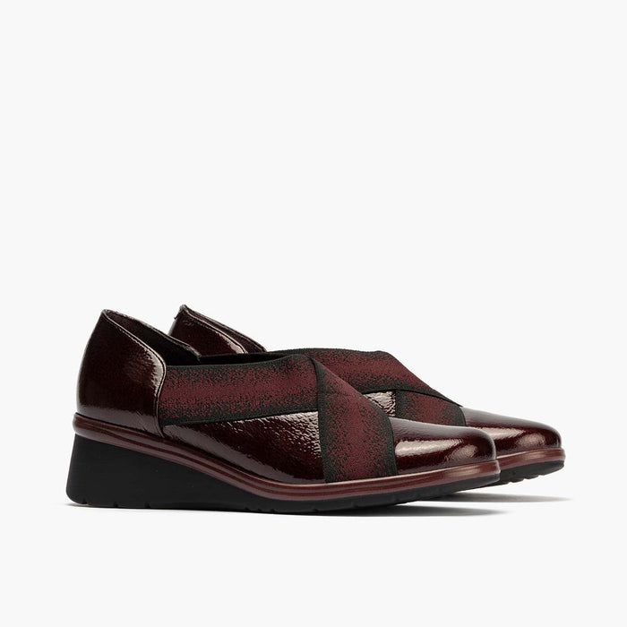 pitillos Zapatos Elásticos Cruzados de mujer color burdeos