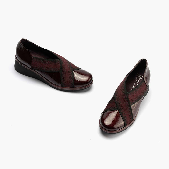 pitillos Zapatos Elásticos Cruzados de mujer color burdeos En línea