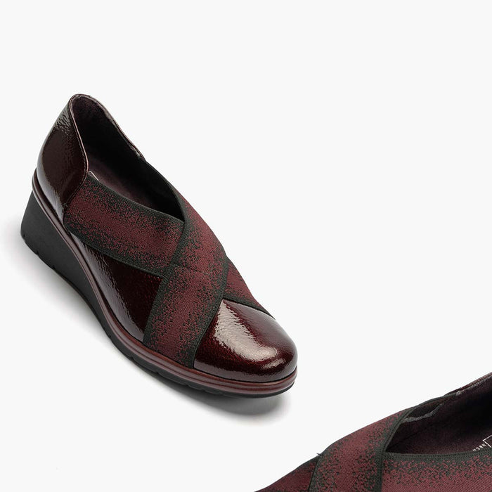 pitillos Zapatos Elásticos Cruzados de mujer color burdeos En línea