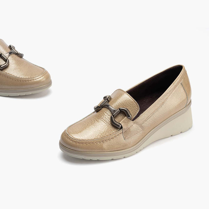pitillos Mocasín Adorno de mujer color piedra Outlet