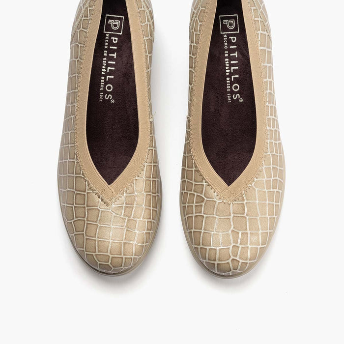 pitillos Zapato Salón Pico con Elástico de mujer color piedra Rebajas