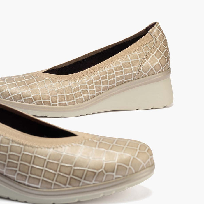 pitillos Zapato Salón Pico con Elástico de mujer color piedra Rebajas