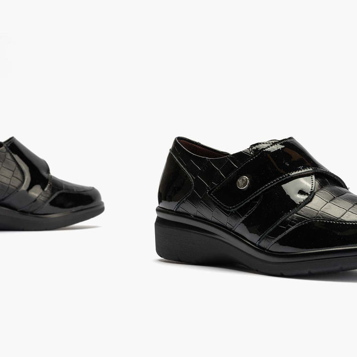 pitillos Blucher Velcro en Coco mujer color negro Venta caliente