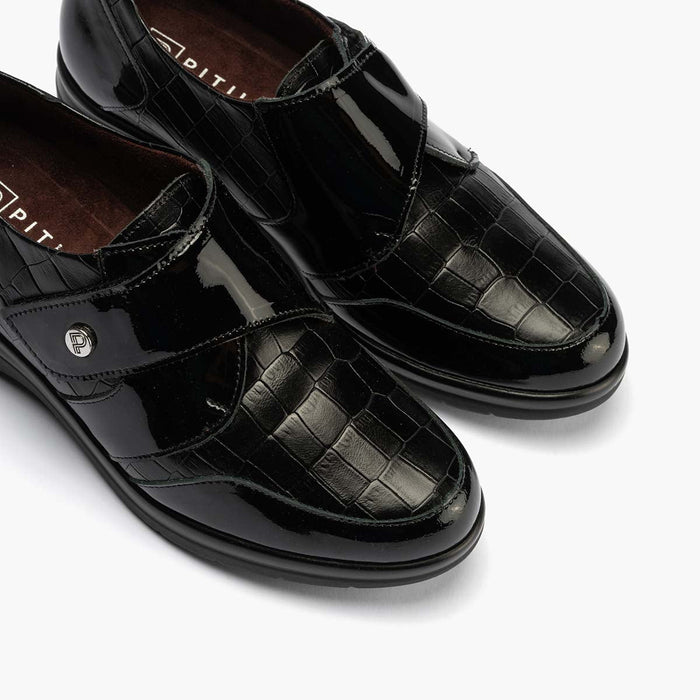 pitillos Blucher Velcro en Coco mujer color negro Venta caliente
