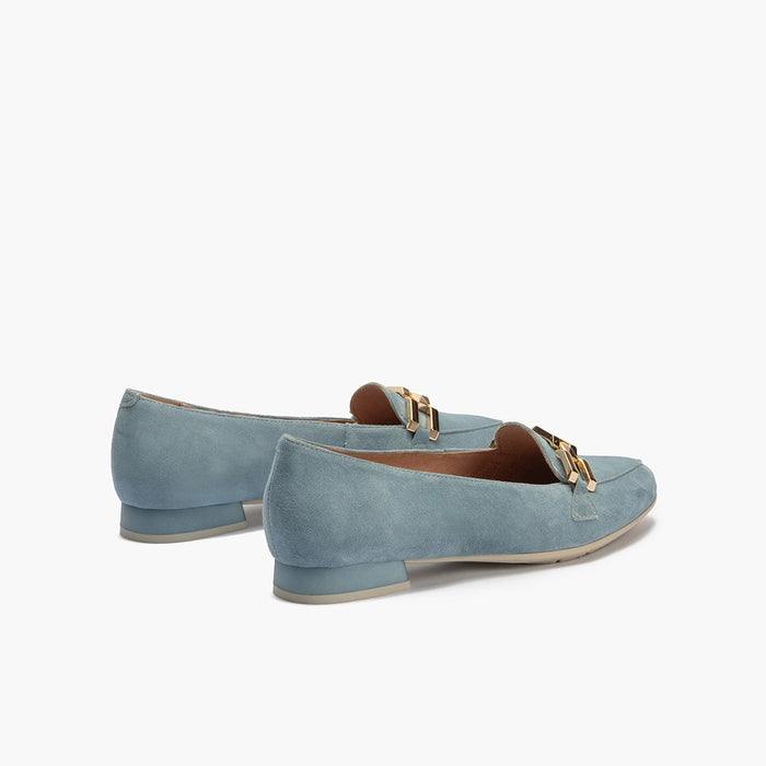 pitillos Mocasines de mujer en ante con adorno cadena metálica AZUL Ventas relámpago
