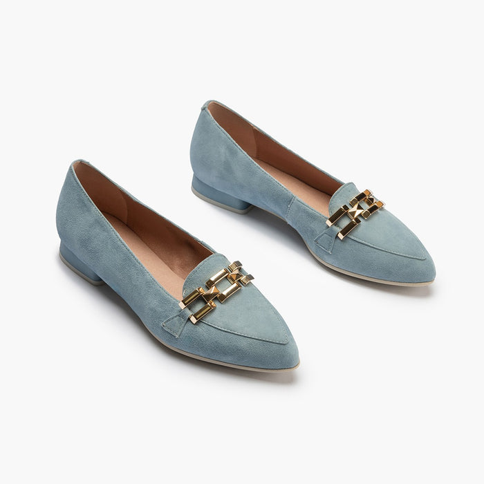 pitillos Mocasines de mujer en ante con adorno cadena metálica AZUL Ventas relámpago