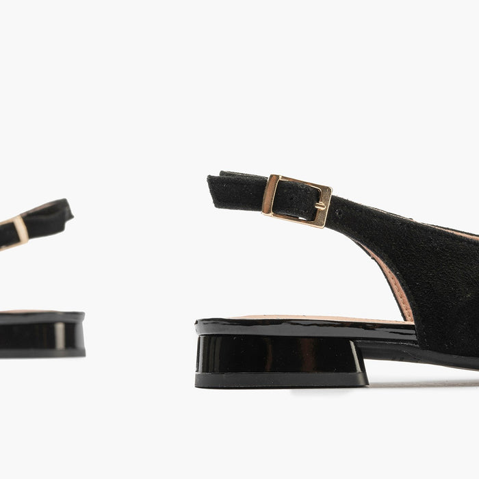 pitillos Mocasines de mujer destalonados en piel ante con adorno cadena metálica NEGRO Mejor oferta