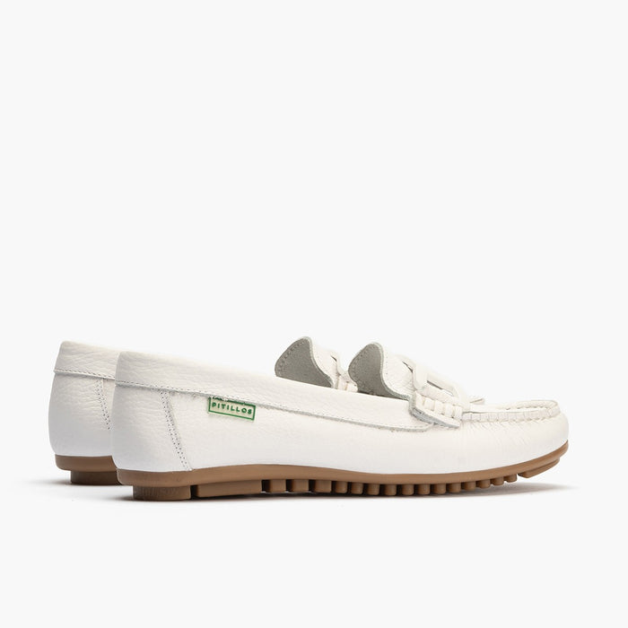 pitillos Mocasines de mujer con adorno eslabón y suela de goma BLANCO Oferta especial