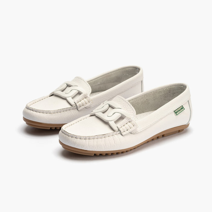pitillos Mocasines de mujer con adorno eslabón y suela de goma BLANCO Oferta especial