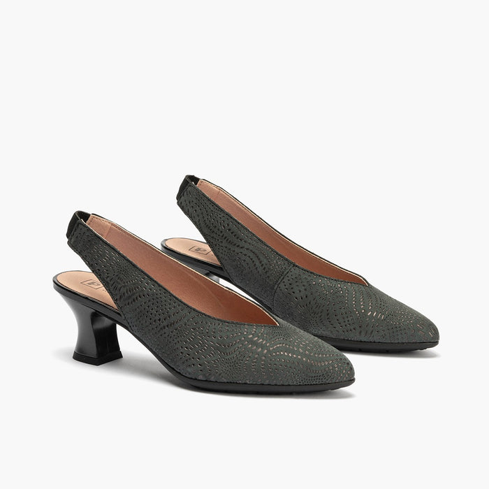 pitillos Zapatos de salón de mujer destalonado en piel y tacón embudo NEGRO Promoción trimestral