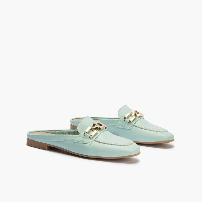 pitillos Mocasines de mujer zueco estilo mule con adorno y tacón bajo AZUL Oferta exclusiva