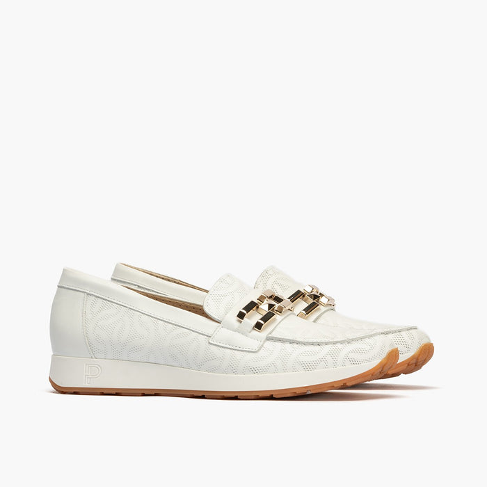 pitillos Mocasines de mujer con adorno cadena metálica BLANCO Precio ultrabajo