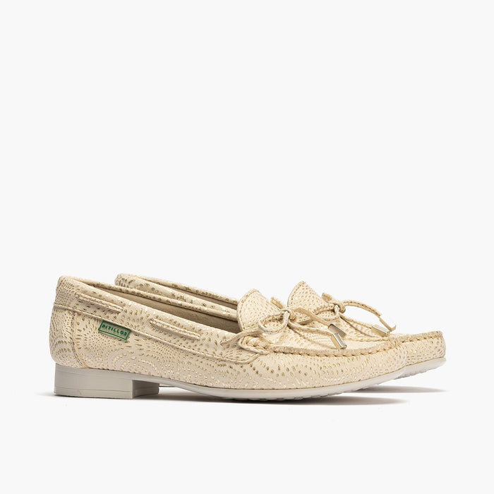 pitillos Mocasines de mujer con adorno de lazo y tacón DORADO Outlet online