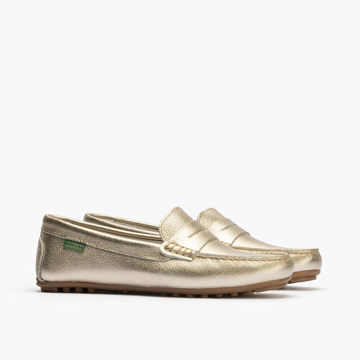 pitillos Mocasines de mujer en ante con antifaz y suela de goma DORADO Ofertas