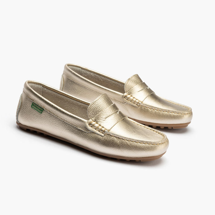 pitillos Mocasines de mujer en ante con antifaz y suela de goma DORADO Ofertas
