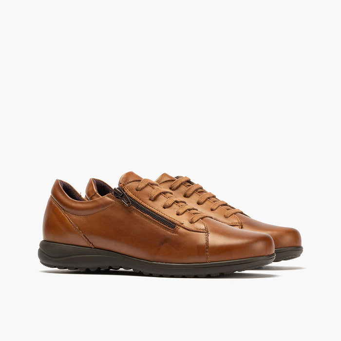 pitillos Zapato Deportivo con Cremallera para mujer color cuero