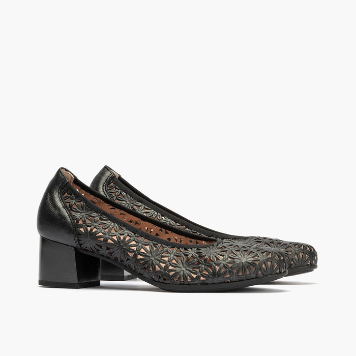 pitillos Zapatos de salón de mujer con piel picada y tacón medio NEGRO Los más vendidos