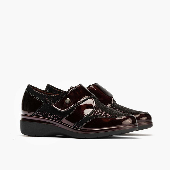pitillos Blucher Lycra Con Velcro de mujer color burdeos