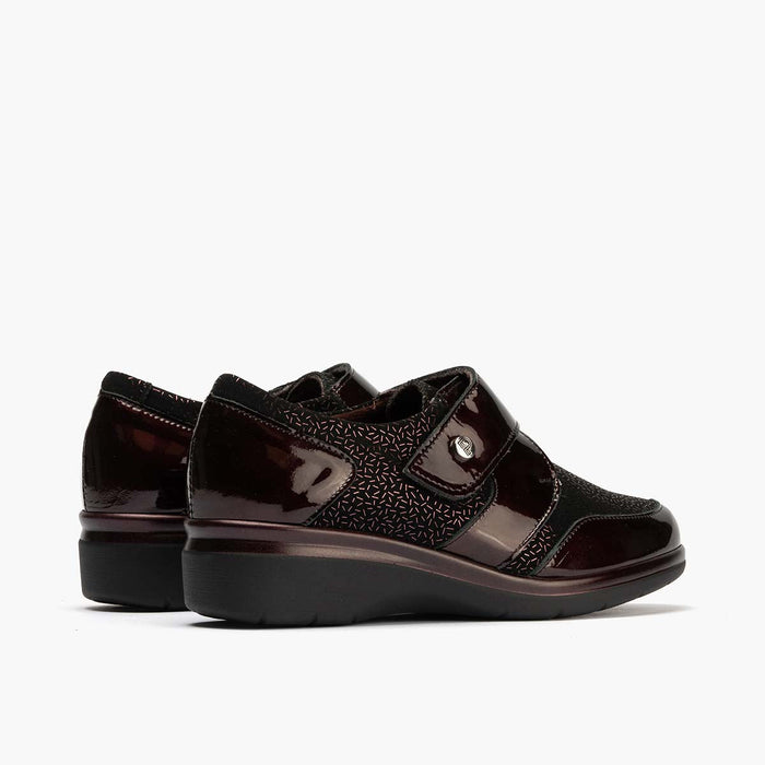 pitillos Blucher Lycra Con Velcro de mujer color burdeos Liquidación