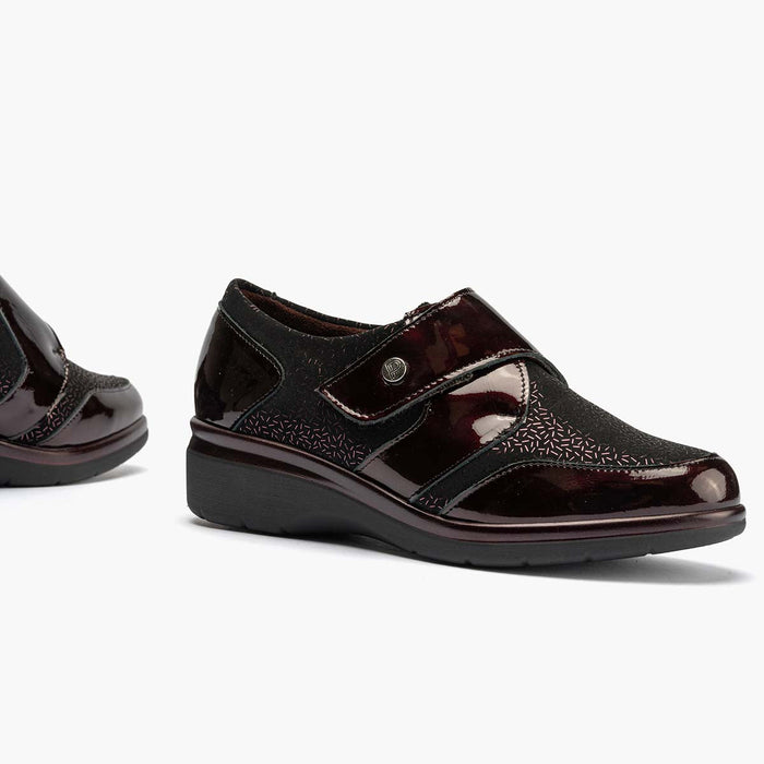 pitillos Blucher Lycra Con Velcro de mujer color burdeos Liquidación
