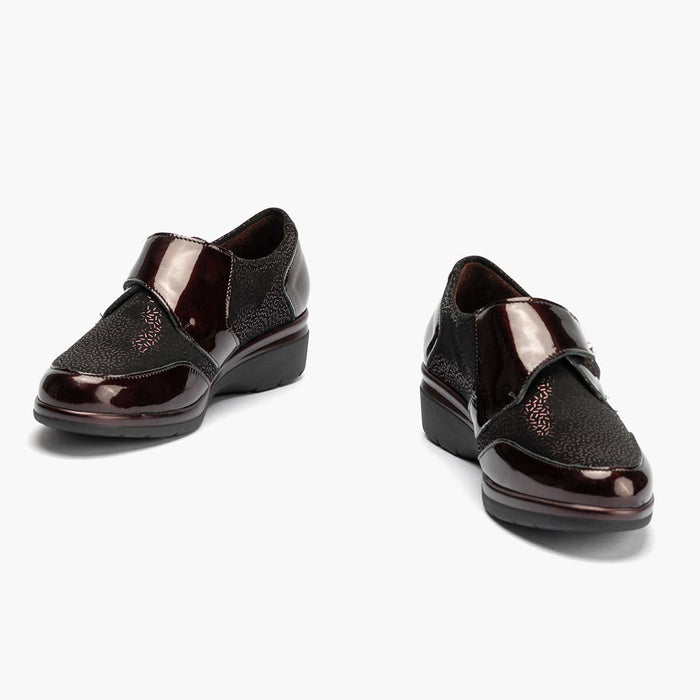pitillos Blucher Lycra Con Velcro de mujer color burdeos Liquidación
