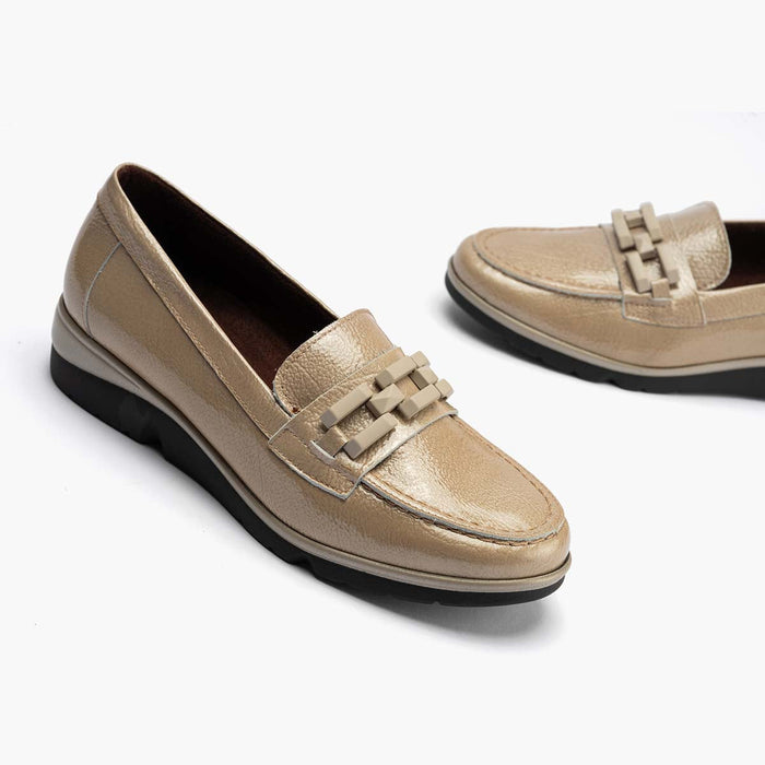 pitillos Mocasín Adorno de mujer color piedra Último día