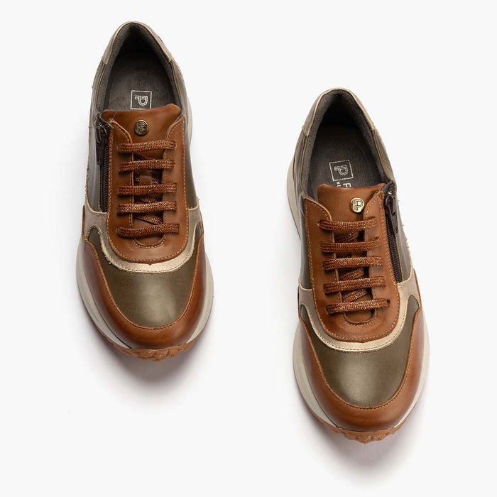 pitillos Zapato Deportivo con Cremallera mujer color cuero Solo queda un día