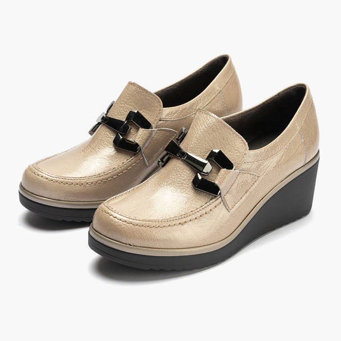 pitillos Zapato Abotinado en Charol mujer color piedra En oferta