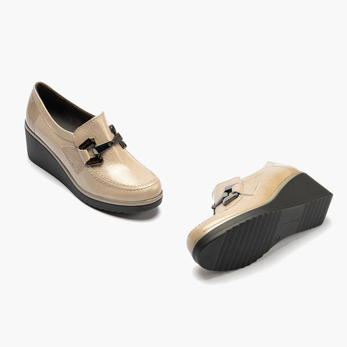 pitillos Zapato Abotinado en Charol mujer color piedra En oferta