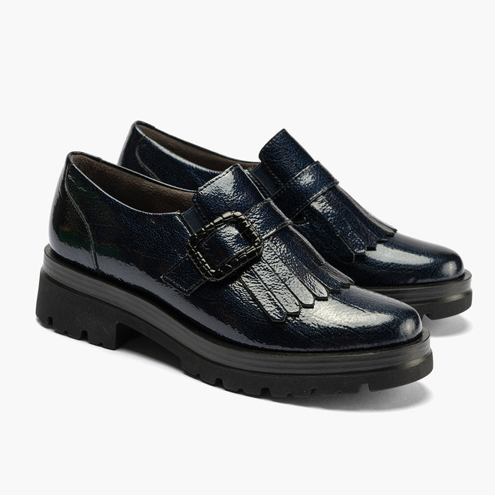 pitillos Zapato Abotinado en Charol de mujer color marino Rebajas de fin de temporada